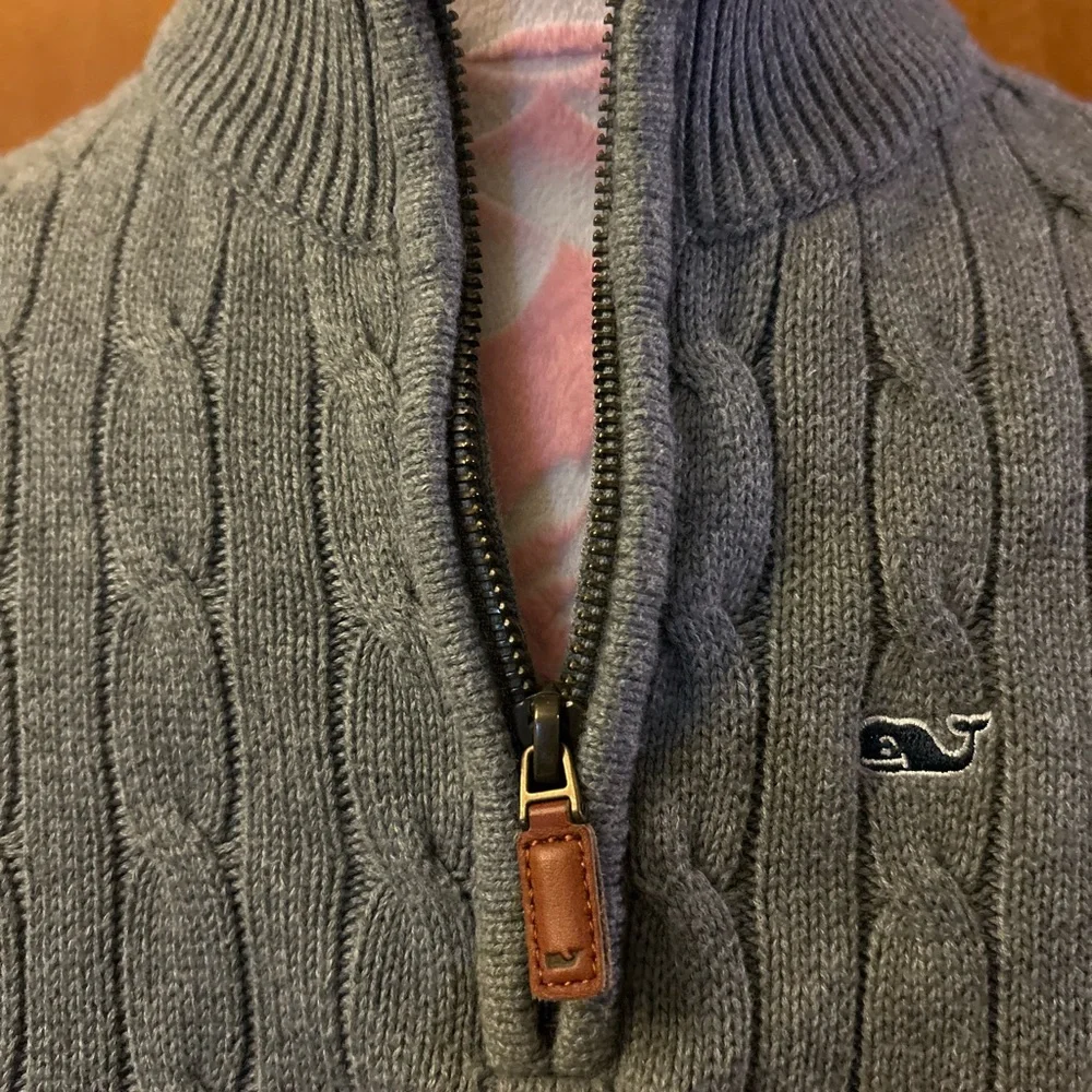 Vineyard Vines boys Gray Cable Knit Half-Zip Sweater - Picture 2 of 3
